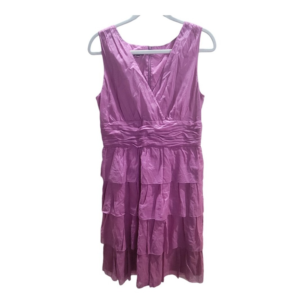 Talbots Pink Ruffle Sleeveless Cocktail Formal Dress Short Slv Cotton Women's 8